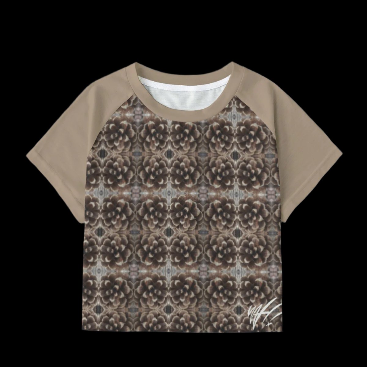 Natural Geometry pattern short sleeve crop