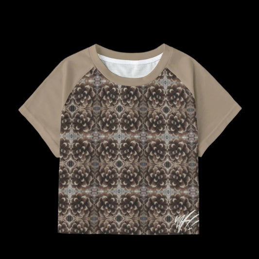 Natural Geometry pattern short sleeve crop