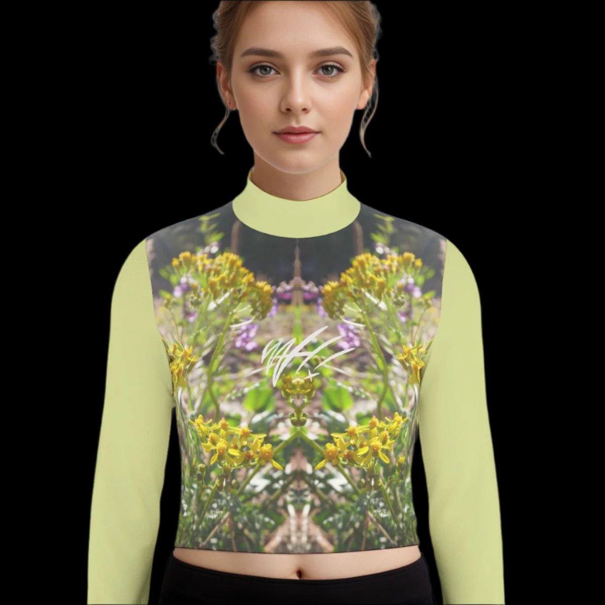 Wildflowers green WAH long sleeve crop